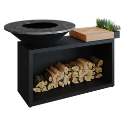 OFYR Island Black 100-100 mit Teakholz Platte