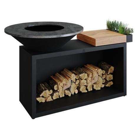 OFYR Island Black 100-100 mit Teakholz Platte