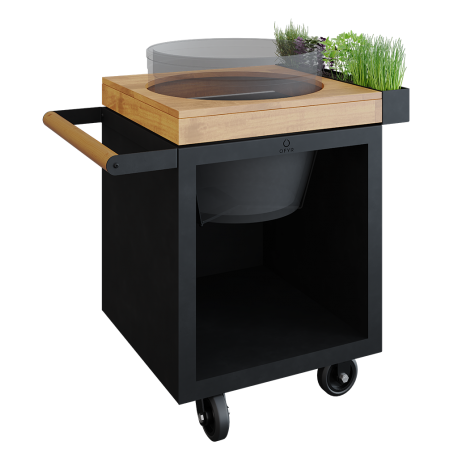 OFYR Kamado Table Black 65 PRO Teakholz BGE