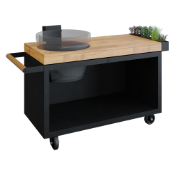 OFYR Kamado Table Black PRO mit Teakholz Platte