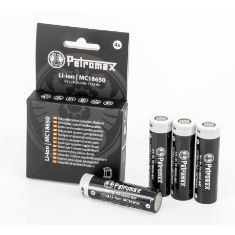 Petromax 4er-Pack, Li-Ion Akkus 18650, Wiederaufladbar